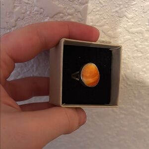 Silver Ring with Orange Stone